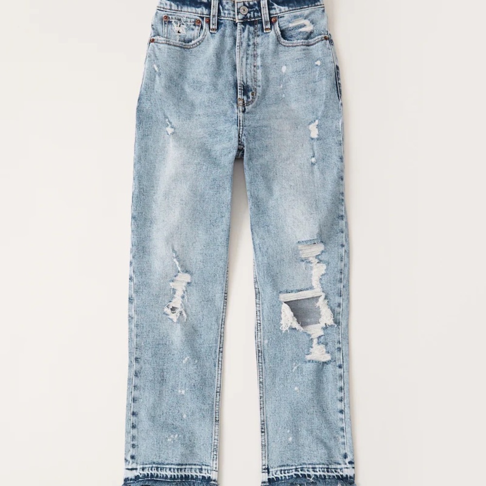 Abercrombie Curve Love Ultra High Rise Ankle Straight Jeans